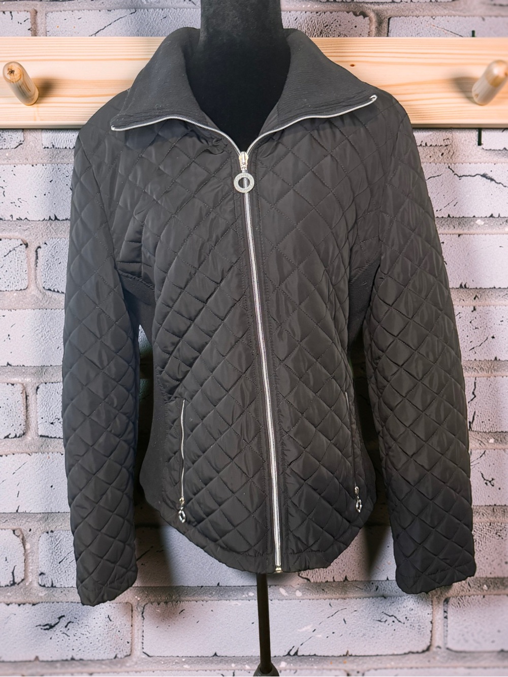 Calvin Klein Black Quilted Zip-Front Bomber Jacket